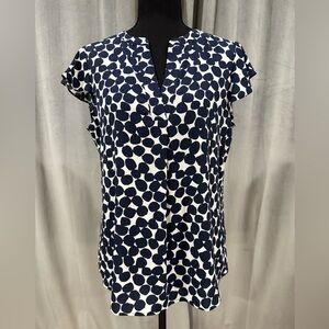 Calvin Klein Navy and White Patterned Blouse
